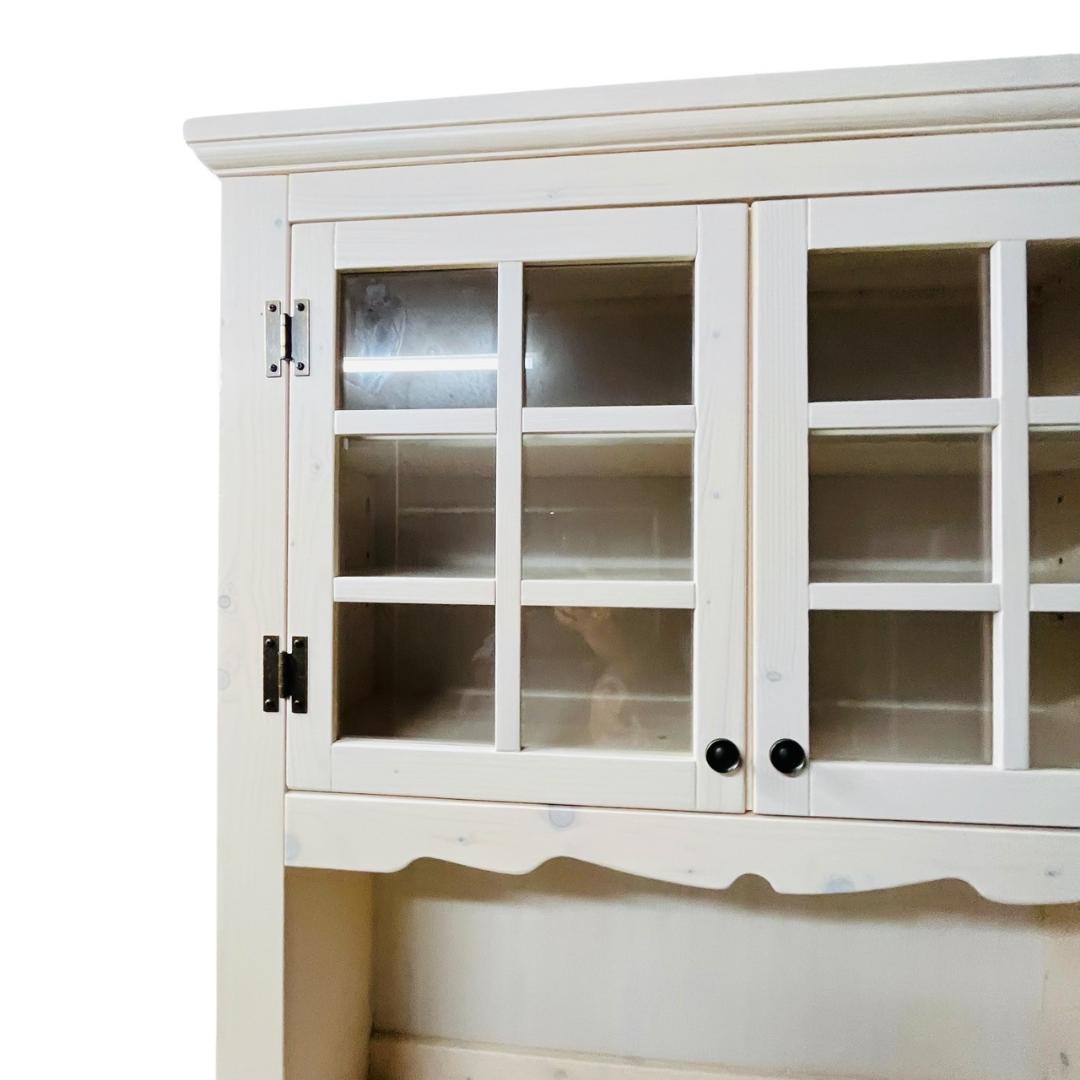 カントリー調 食器棚 90センチ幅 レンジボード ホワイト 北欧風