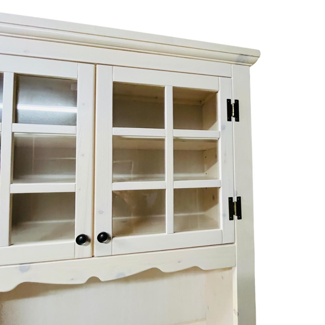 カントリー調 食器棚 90センチ幅 レンジボード ホワイト 北欧風