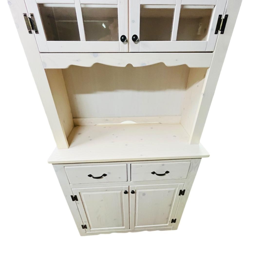 カントリー調 食器棚 90センチ幅 レンジボード ホワイト 北欧風