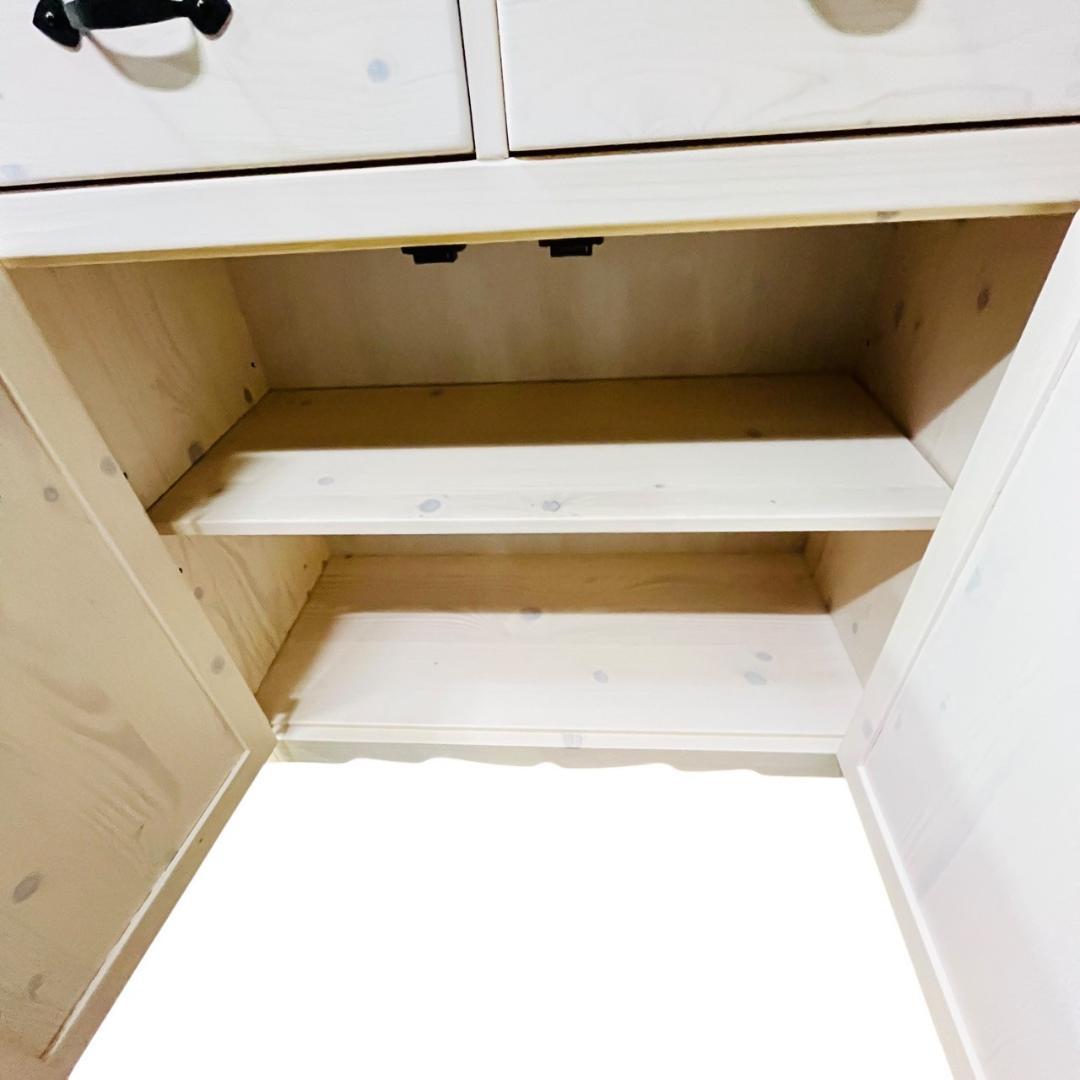 カントリー調 食器棚 90センチ幅 レンジボード ホワイト 北欧風