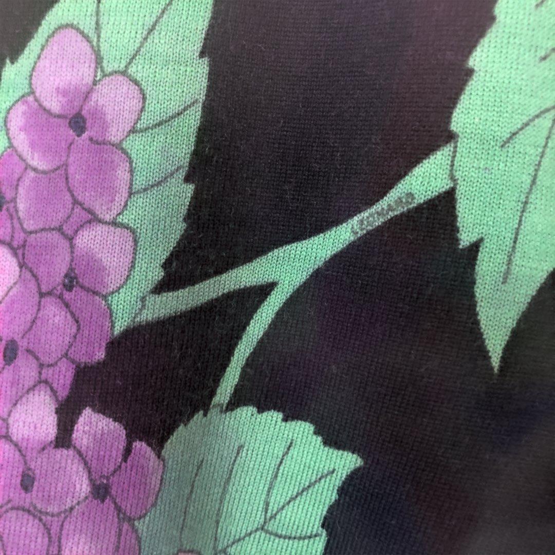 LEONARD PARIS 花柄 五分袖ニット　ウール100%イタリア製　L