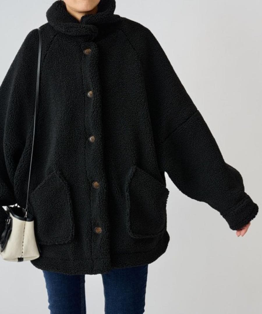 BEARDSLEY ボアブルゾン　ブラック　ビアズリー　洗える　黒色　アウター