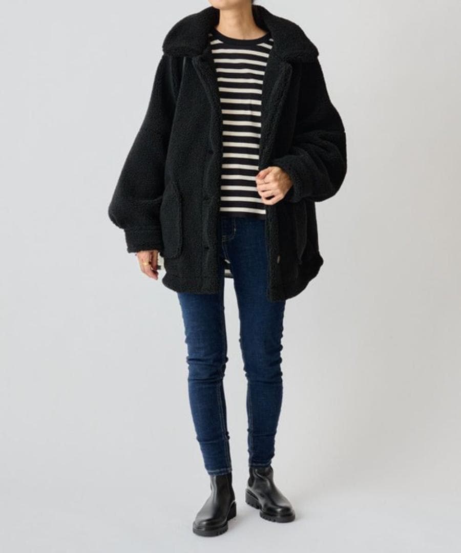 BEARDSLEY ボアブルゾン　ブラック　ビアズリー　洗える　黒色　アウター