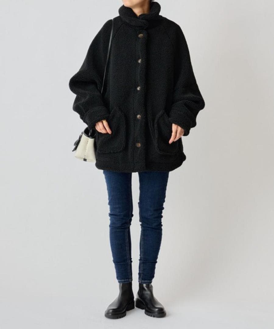 BEARDSLEY ボアブルゾン　ブラック　ビアズリー　洗える　黒色　アウター