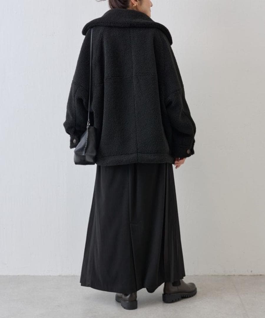 BEARDSLEY ボアブルゾン　ブラック　ビアズリー　洗える　黒色　アウター