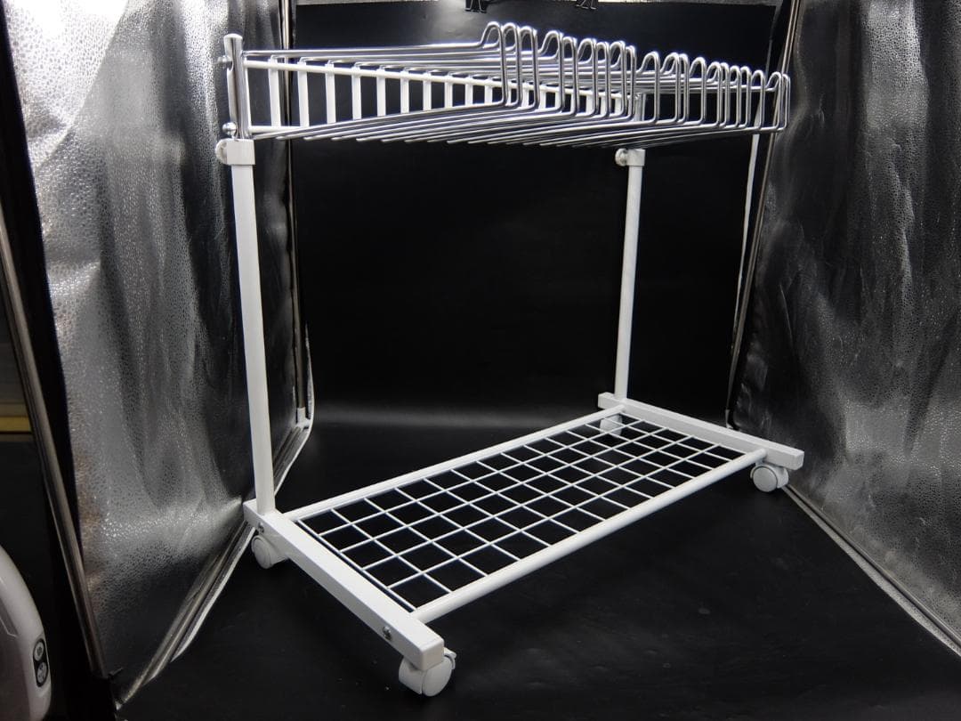 川口工器　スラックスハンガー 20本掛け 棚付き 高さ伸縮