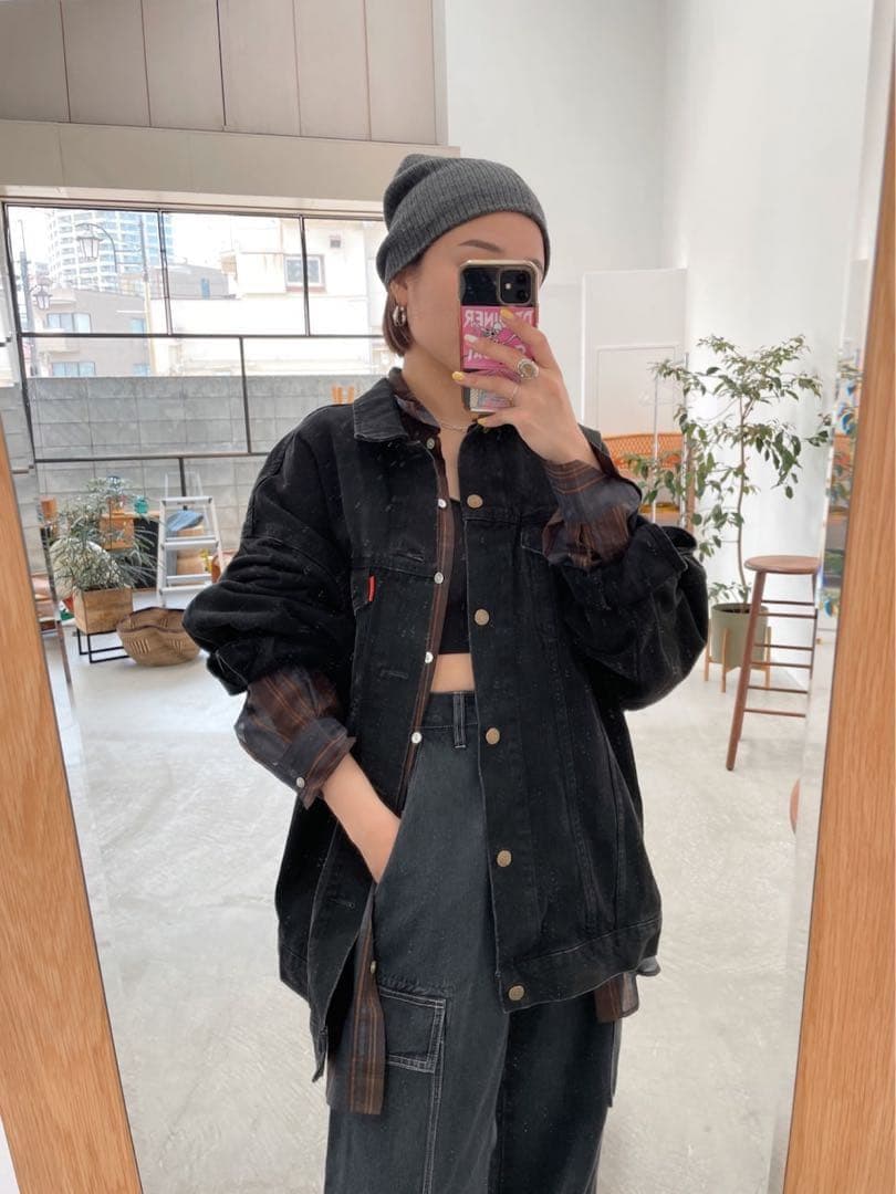 美品❣️Ungrid ビッグシルエットデニムジャケット　ブラック　黒　アングリット