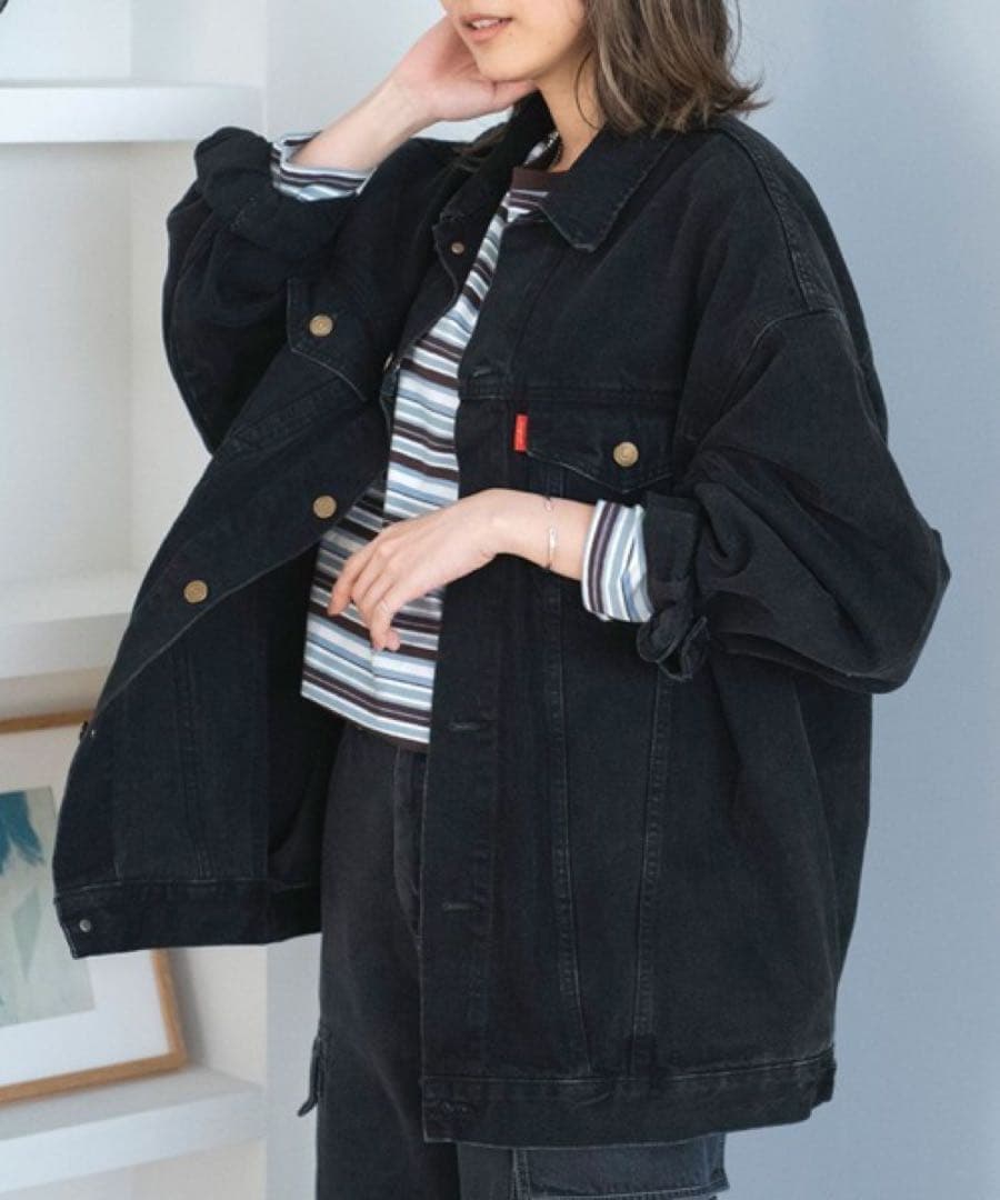 美品❣️Ungrid ビッグシルエットデニムジャケット　ブラック　黒　アングリット