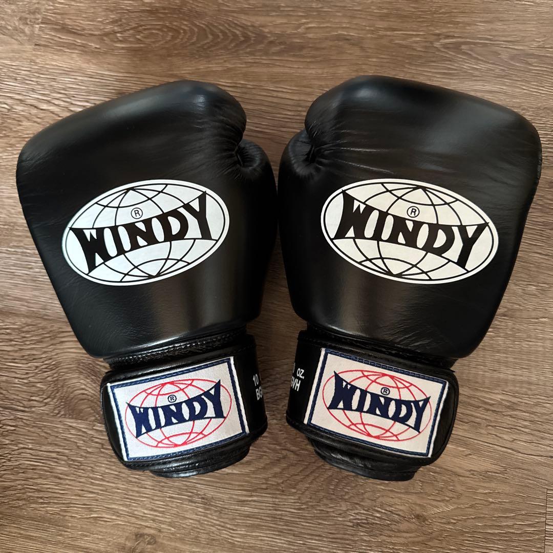 WINDY ウィンディ ボクシンググローブ ブラック 黒 10オンス 本革