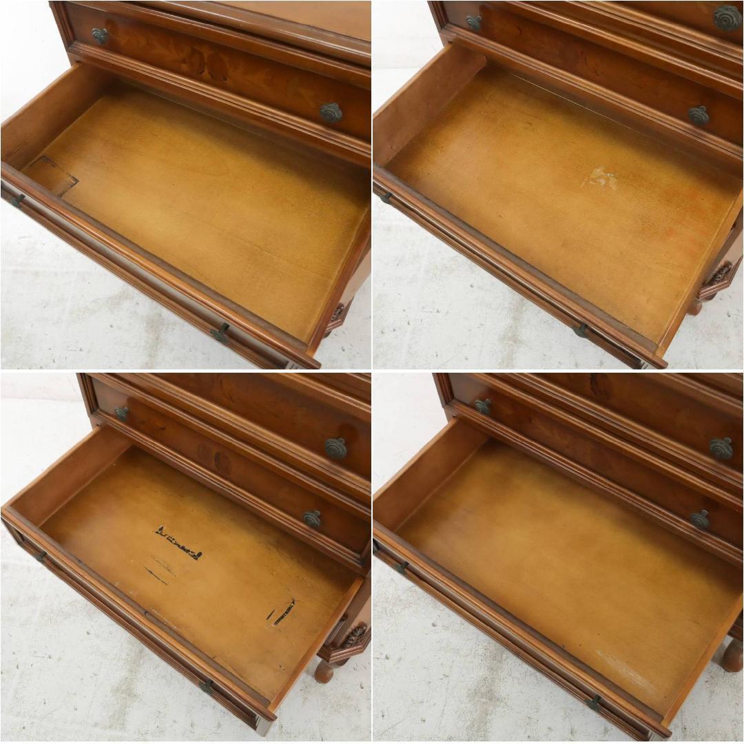 イタリア製 象嵌装飾 猫脚 5段チェスト 引き出し タンス クラシカル家具