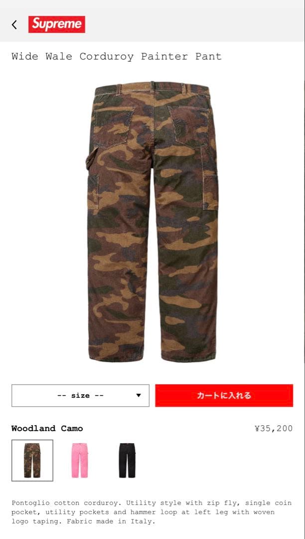 シュプリームsupreme CorduroyPainter Pant W34