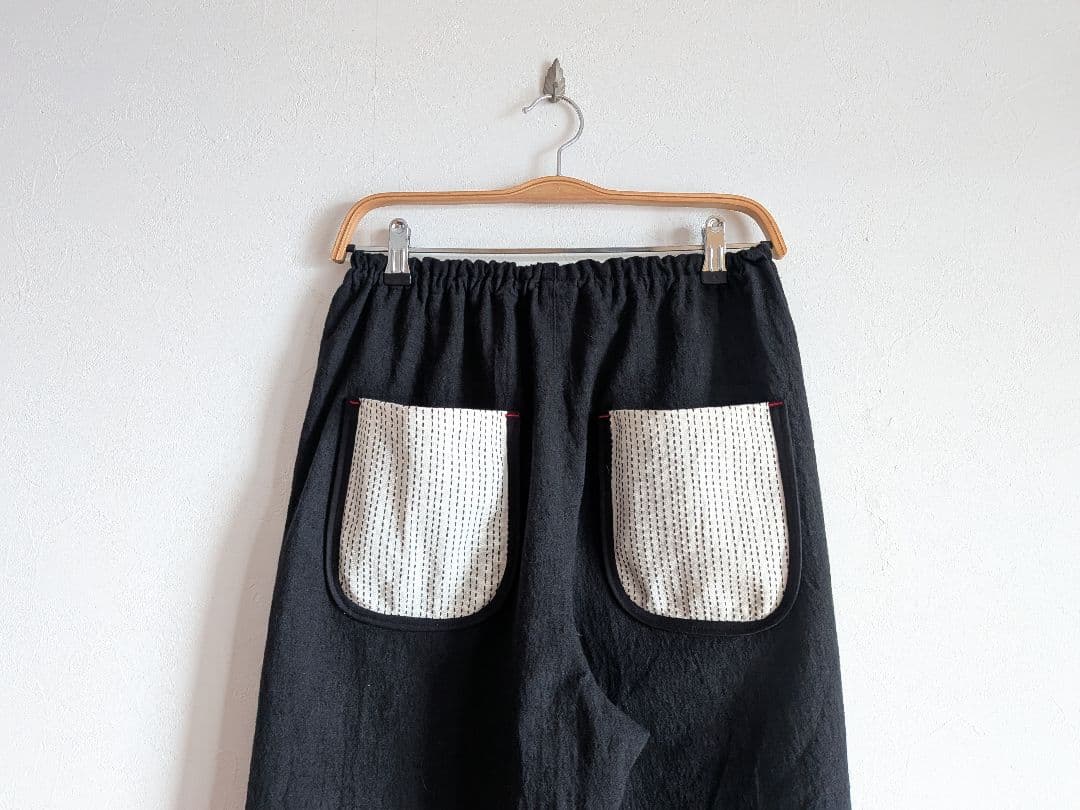 もんぺパンツ　刺し子織りポケット