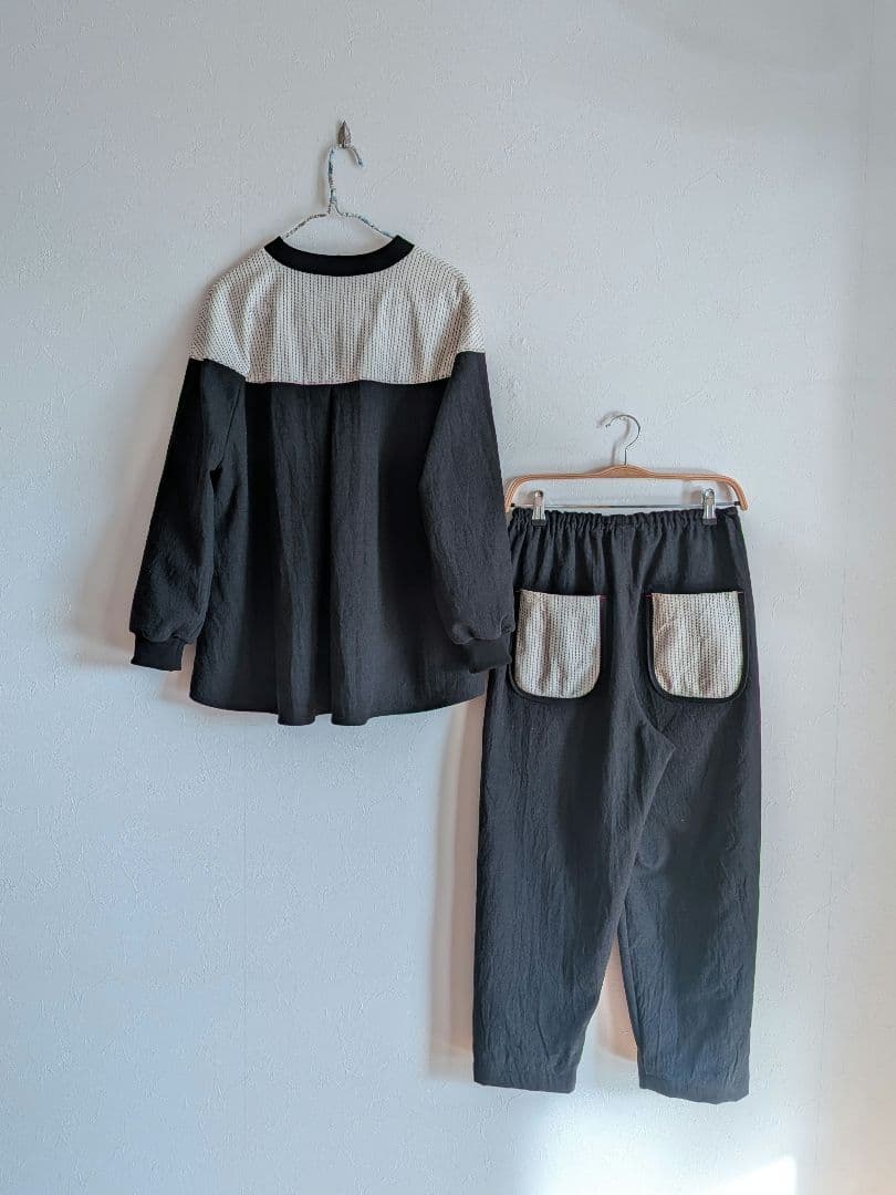 もんぺパンツ　刺し子織りポケット