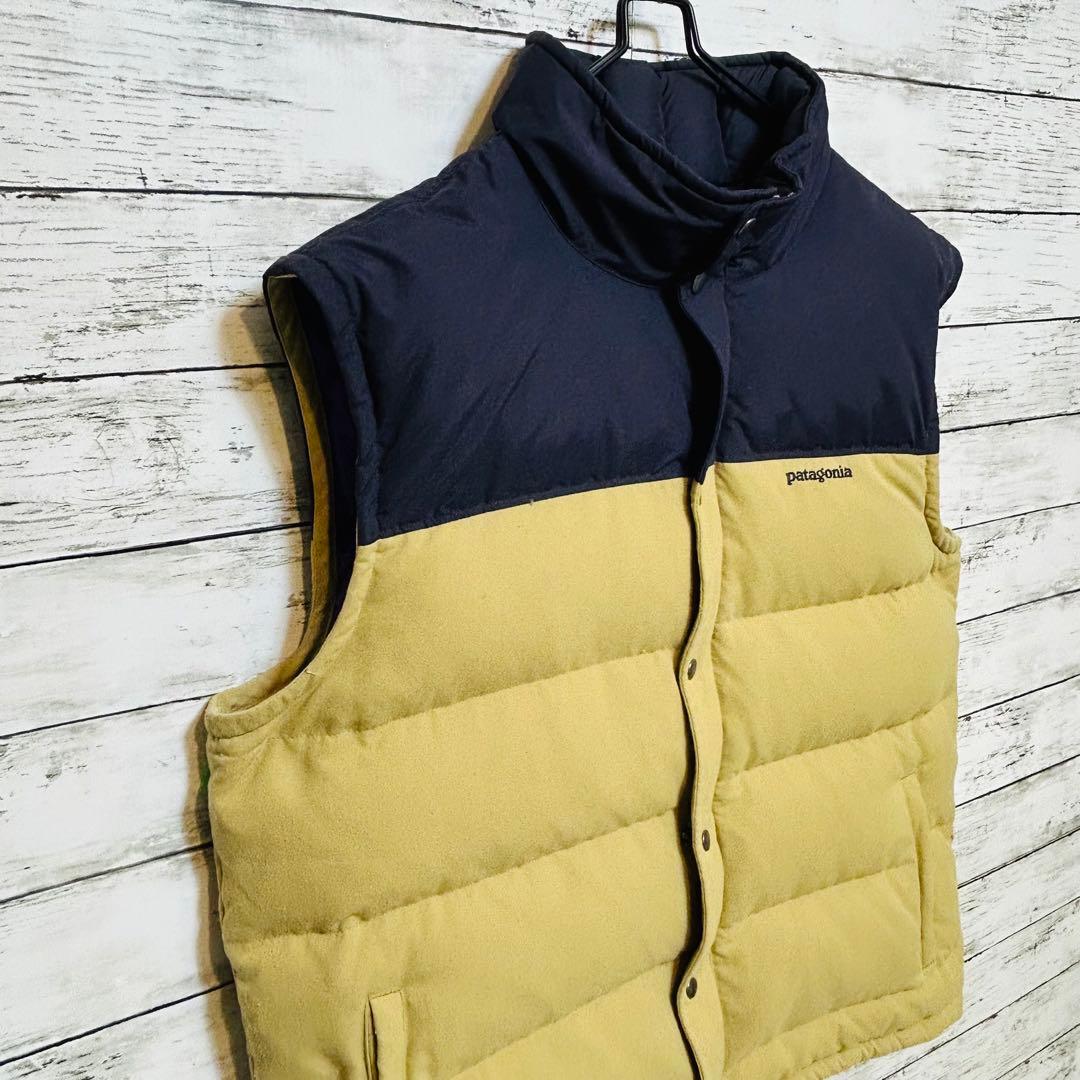 patagonia パタゴニアダウンベスト ネイビー/ベージュ size XL
