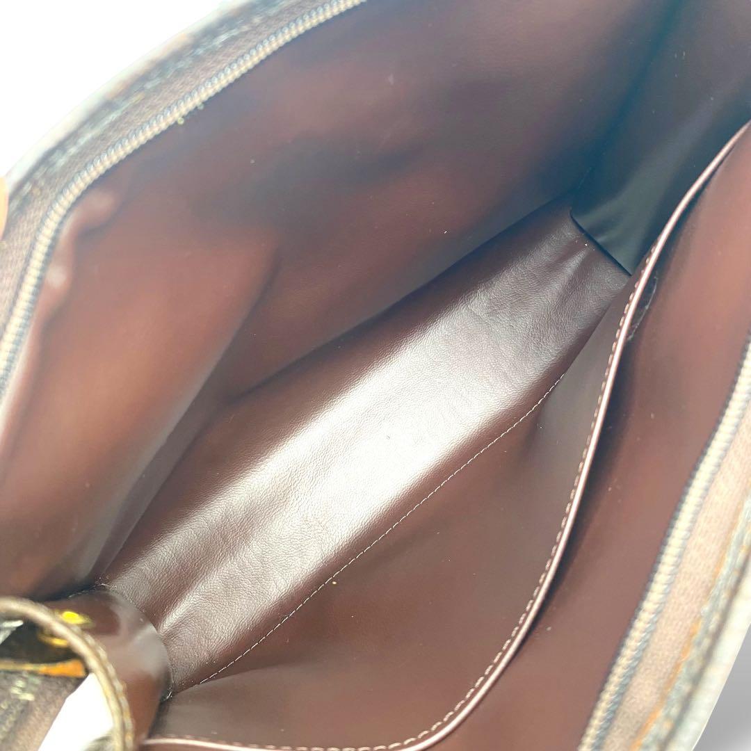 【良品】バーバリー クラッチバッグ ノバチェック キャンバス レザー ブラウン