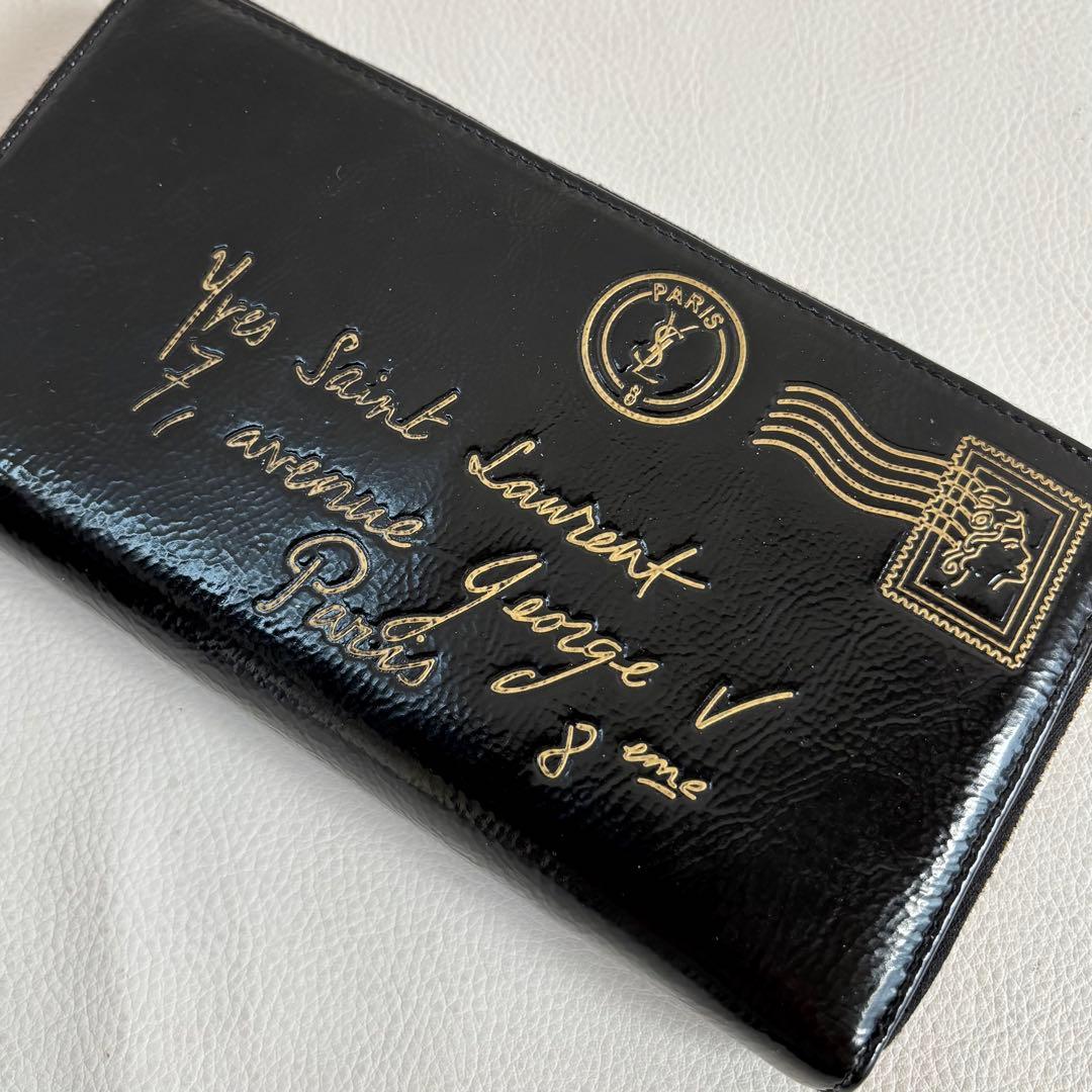 【希少】【良品】イヴサンローラン Yメール ラウンドファスナー 長財布 黒