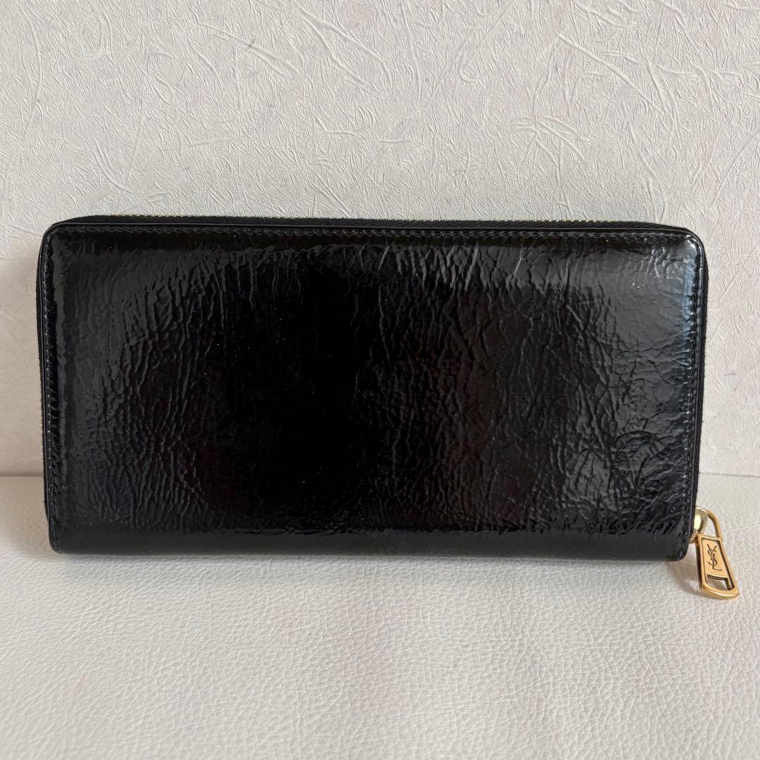 【希少】【良品】イヴサンローラン Yメール ラウンドファスナー 長財布 黒