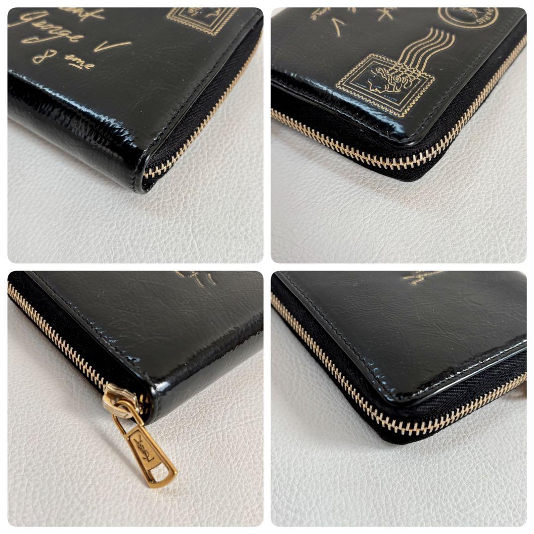 【希少】【良品】イヴサンローラン Yメール ラウンドファスナー 長財布 黒