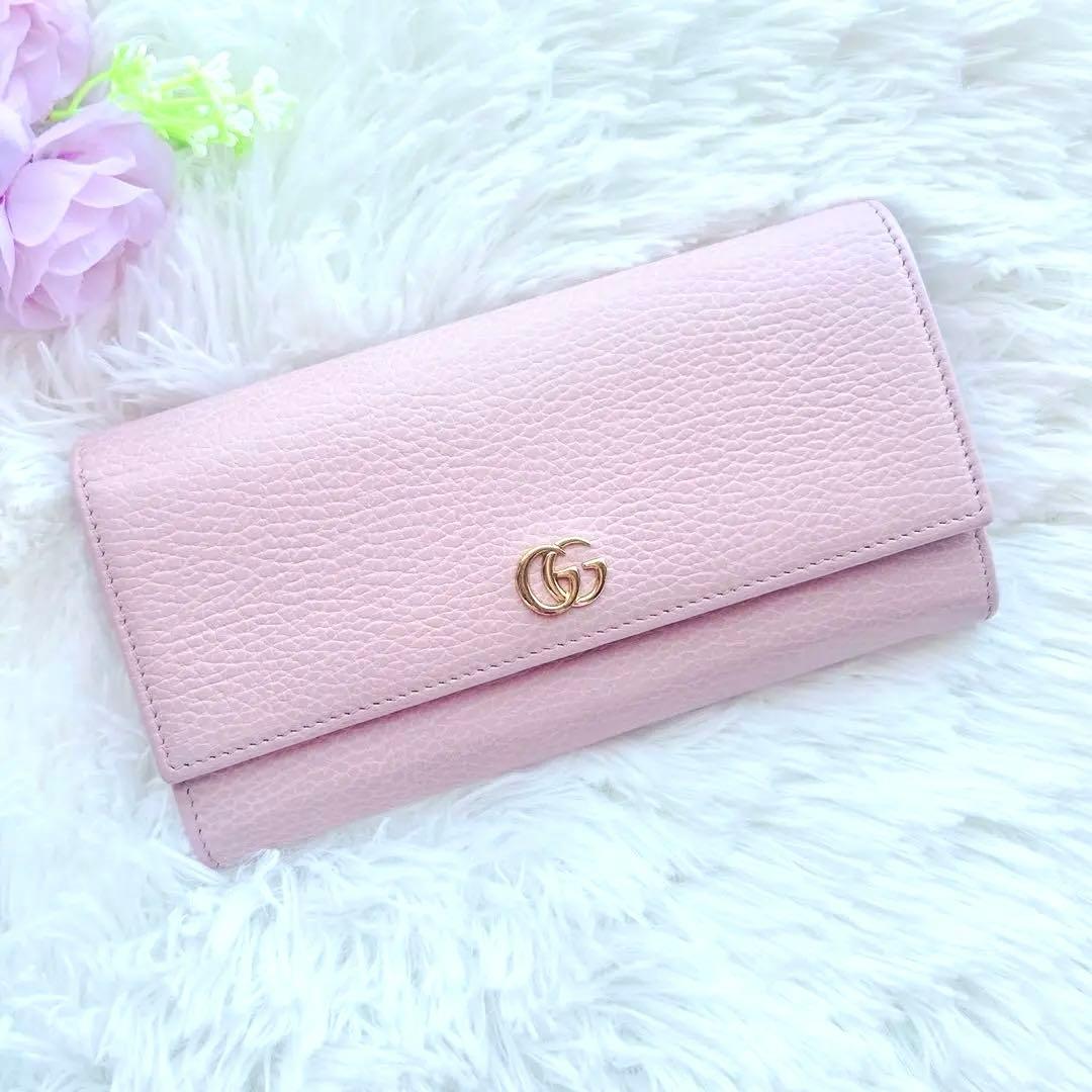 極美品✨GUCCI グッチ GGマーモント 長財布 レザー ピンク ロゴ金具