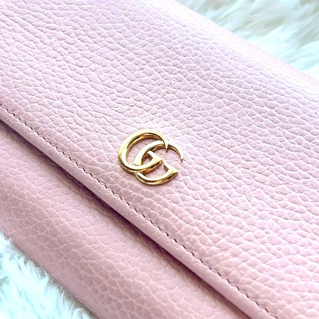 極美品✨GUCCI グッチ GGマーモント 長財布 レザー ピンク ロゴ金具