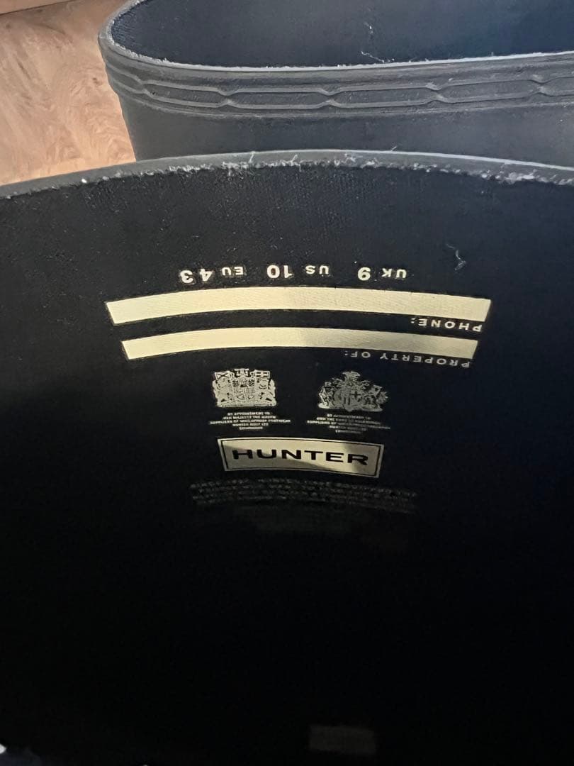 HUNTER ブラックレインブーツ UK 9