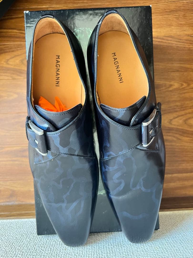 トモ様　新品　MAGNANNI ダブルモンクストラップ ブラックレザーシューズ