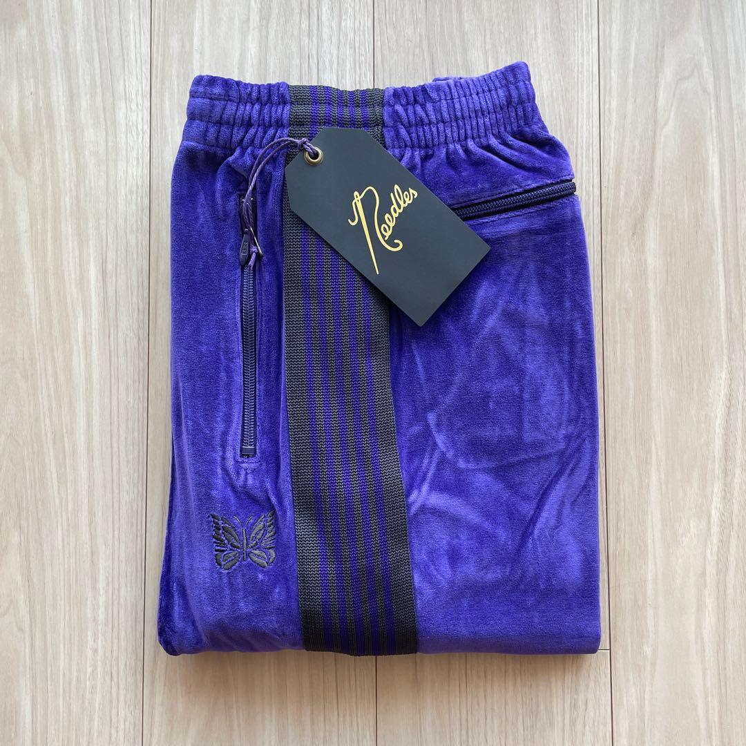 サイズ変更可能　ナロー　パープル　ベロア　needles トラックパンツ
