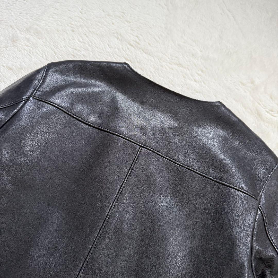 【美品】デプレ DES PRES ラムレザー ノーカラージャケット ブラック M