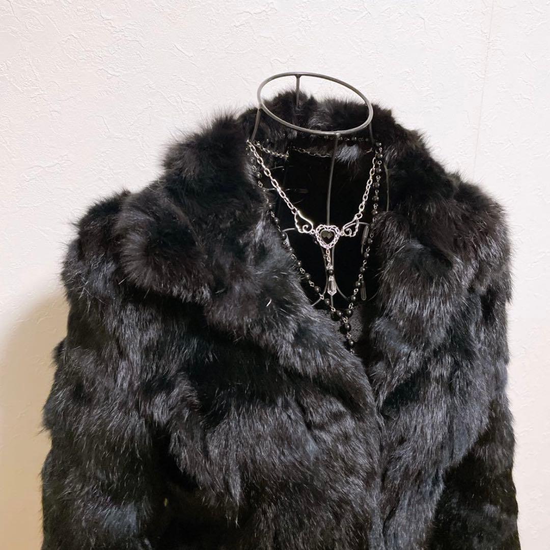 ラビットファー コート 黒 平成ギャル y2k ロック パンク ダークコア