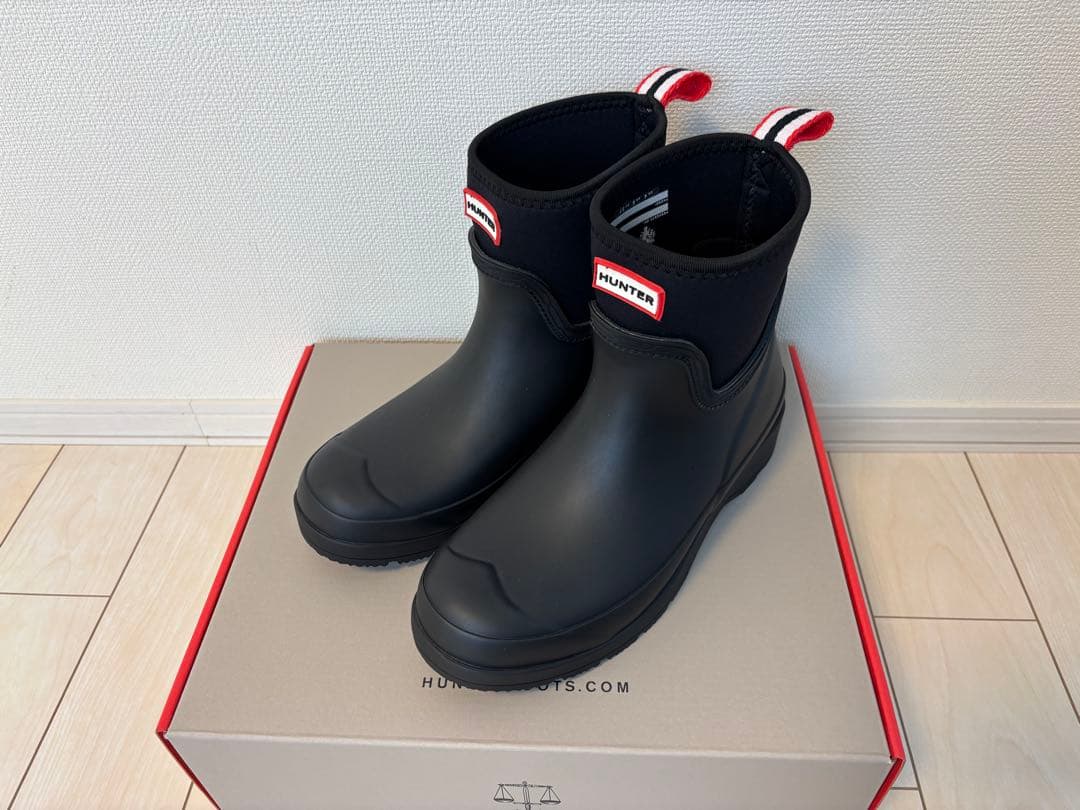 ハンター HUNTERプレイショートネオプレンウェリントンブーツ ブラック