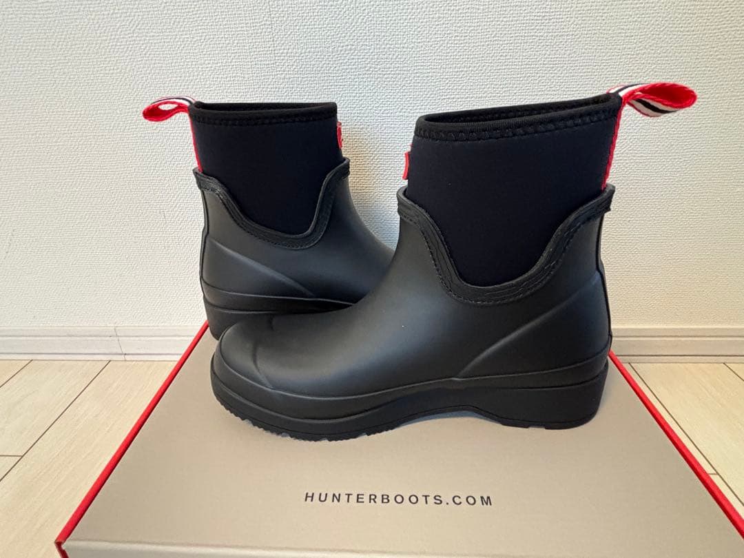 ハンター HUNTERプレイショートネオプレンウェリントンブーツ ブラック