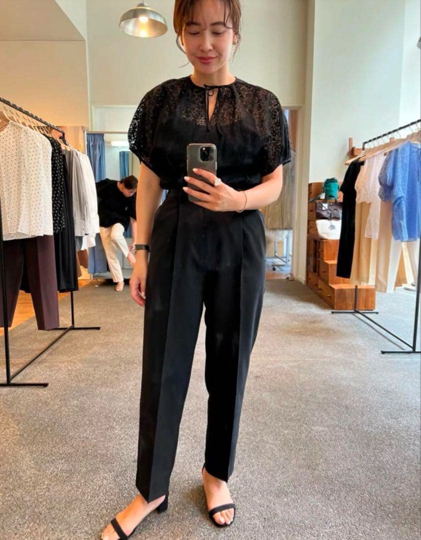 新品 未使用 OHGA オオガ テーパードタックパンツ M ブラック