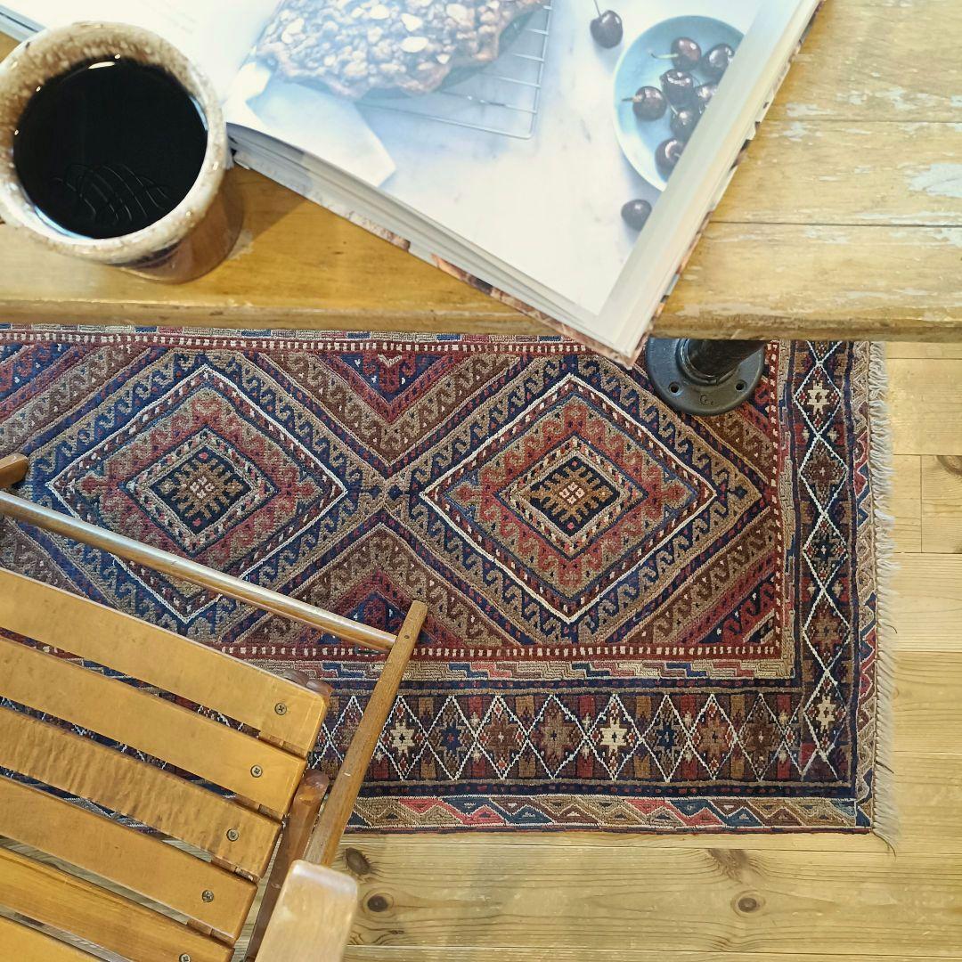 ※【てふてふ】90s マシュワニ　トライバルラグ　ヴィンテージラグ