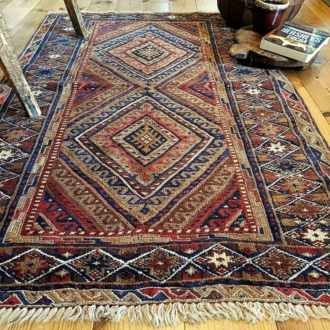 ※【てふてふ】90s マシュワニ　トライバルラグ　ヴィンテージラグ