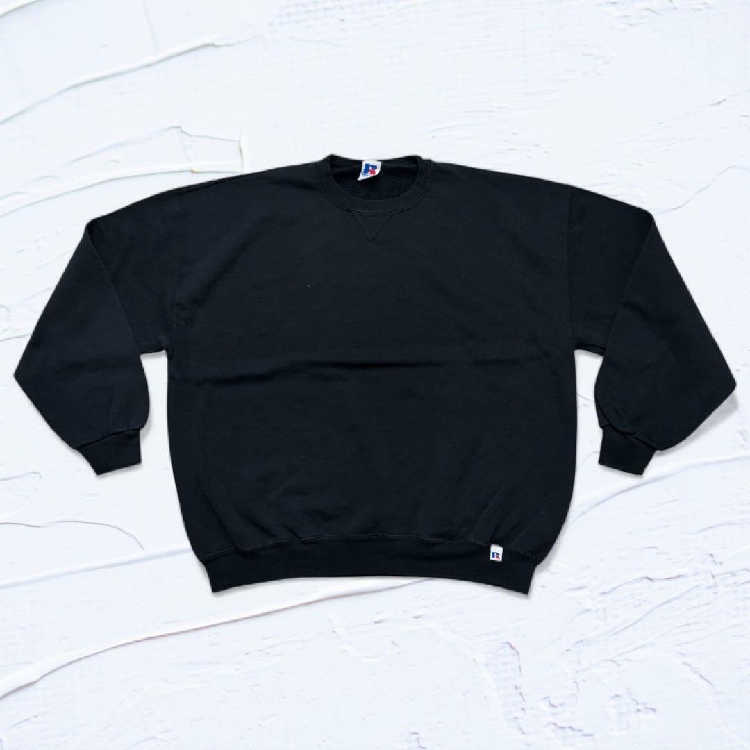90s RUSSELL ブラック 無地スウェット メキシコ製 サイズXL
