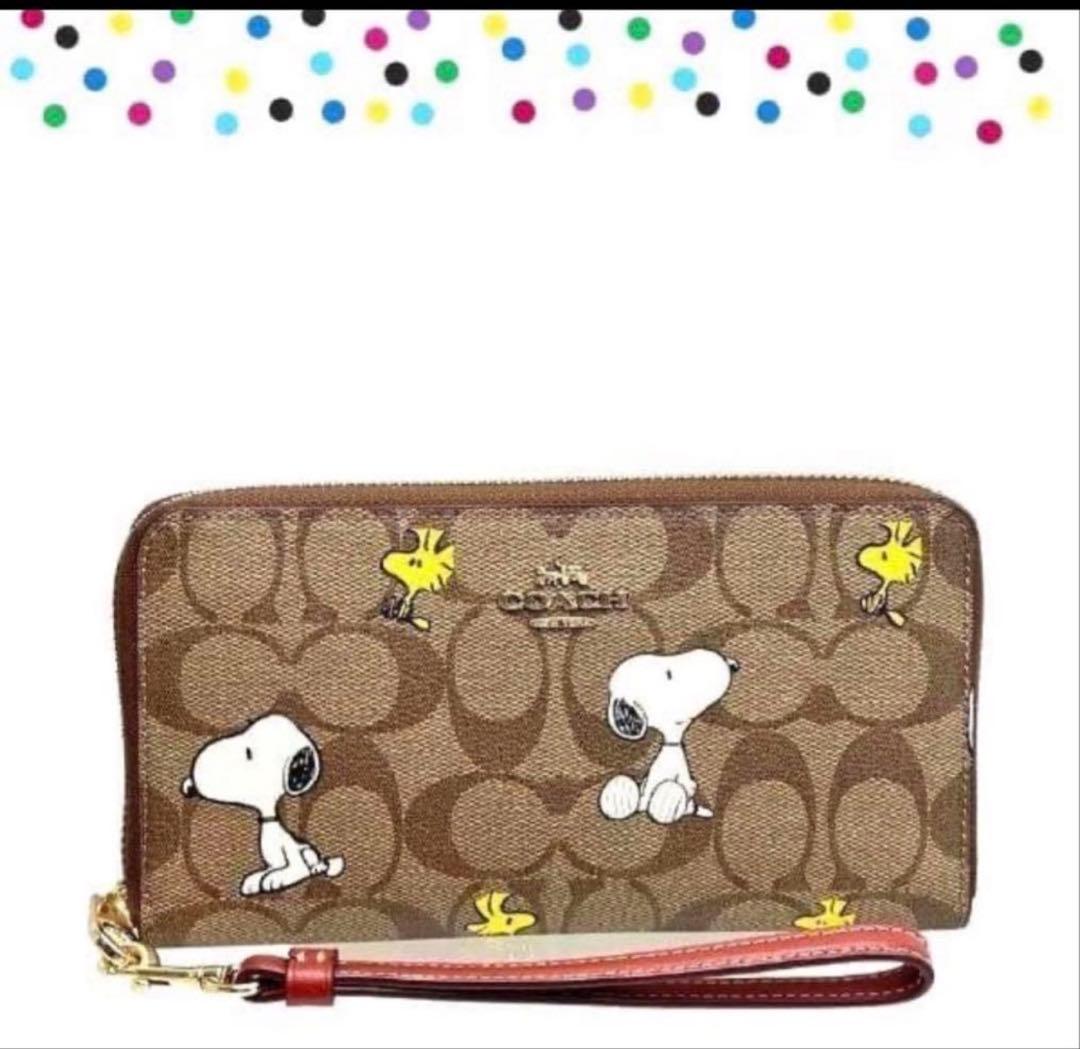 COACH 長財布 コーチ×ピーナッツ スヌーピーウッドストックシグネチャー