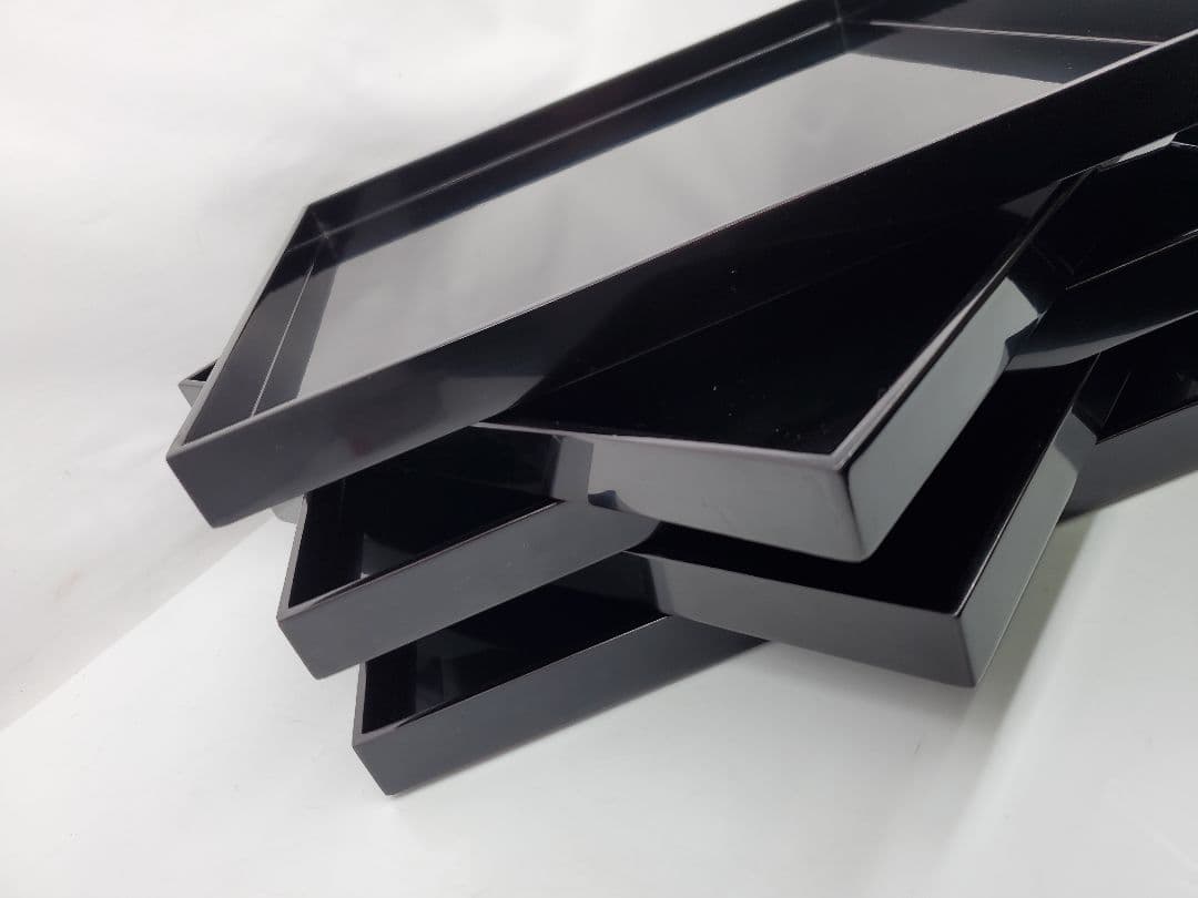 ②やや使用感　漆塗り 茶道具 会席膳　5個セット 懐石膳　漆器