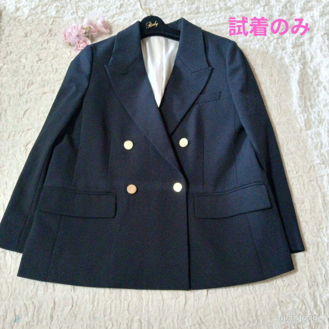 試着のみ　ミラオーウェン　ダブルブレス　金釦　オーバー　紺ブレ
