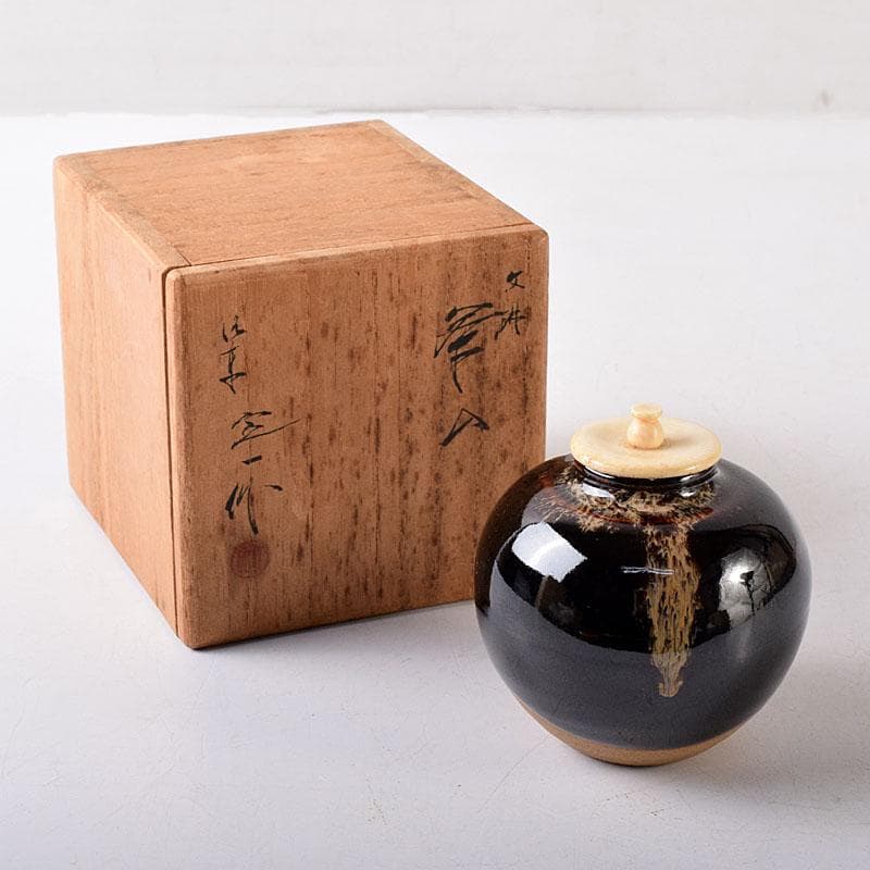 茶道具　京焼　桶谷定一作　文琳　茶入　共箱　V　8177