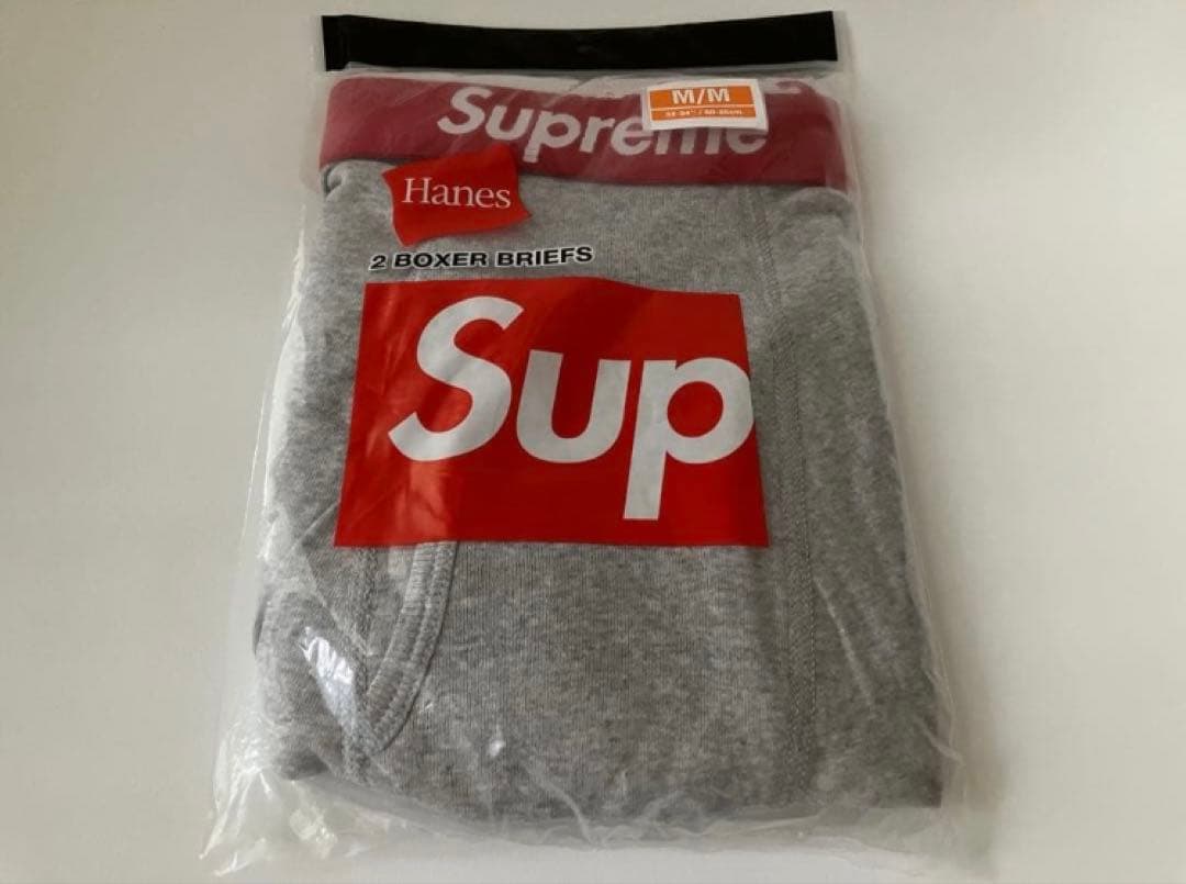 シュプリーム Hanes ボクサーブリーフ グレー 2パック M 正規品 未開封