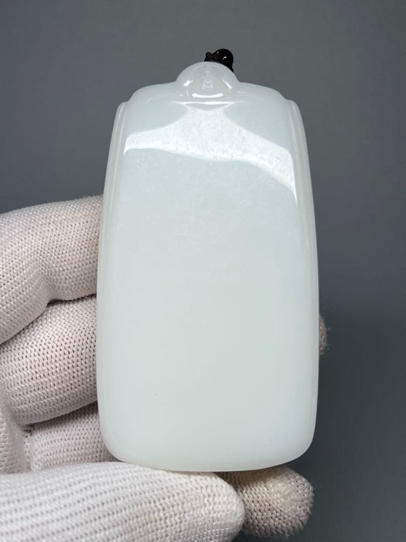 中国美術　本物和田白玉　ネックレス　無事プレート(無事牌)　お守り　天然石　素彫