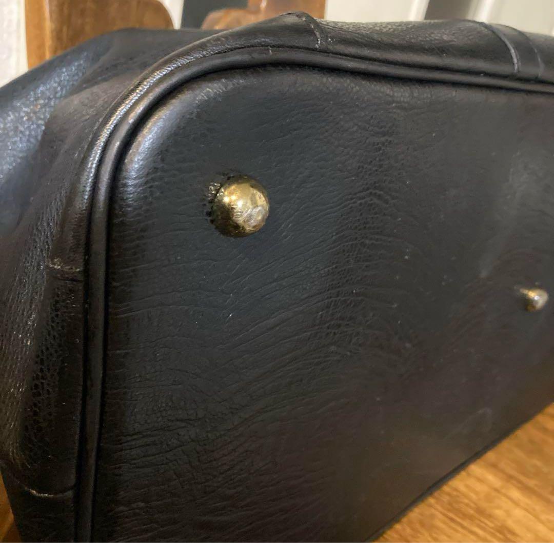 80s COMME des GARCONS ヴィンテージボストンバッグ★レザー黒