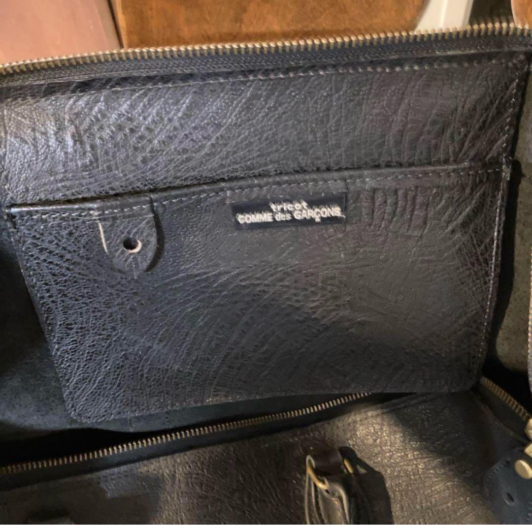 80s COMME des GARCONS ヴィンテージボストンバッグ★レザー黒