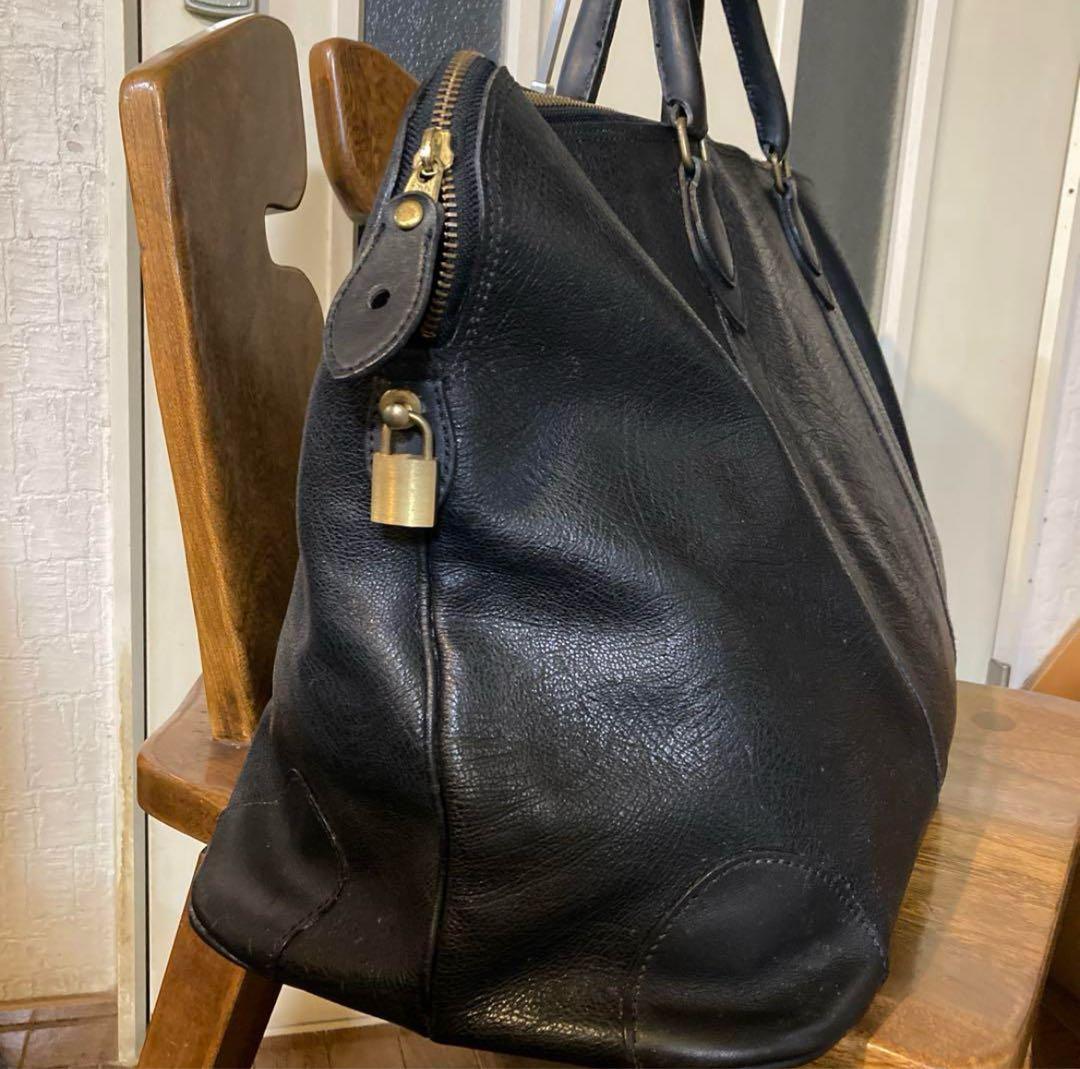 80s COMME des GARCONS ヴィンテージボストンバッグ★レザー黒