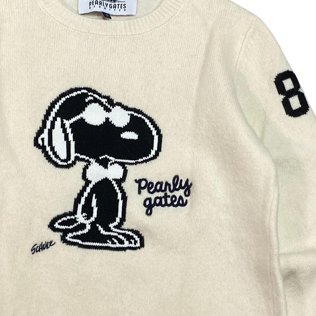 パーリーゲイツ×ピーナッツ クルーネック ニット セーター 0 ベージュ ゴルフ