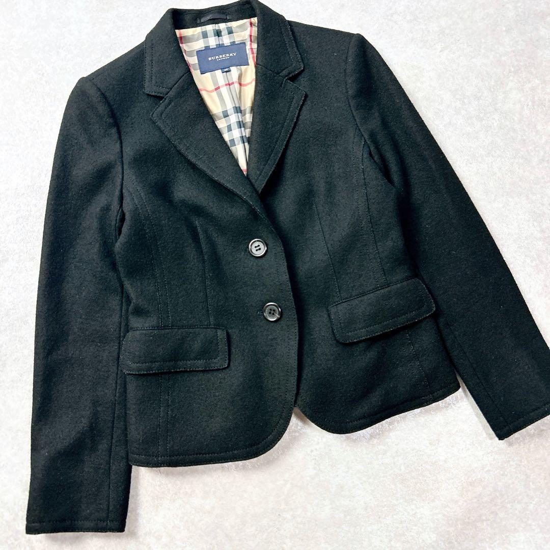 バーバリーロンドン　アンゴラ混　ノバチェックウールジャケット　2つ釦　40 L