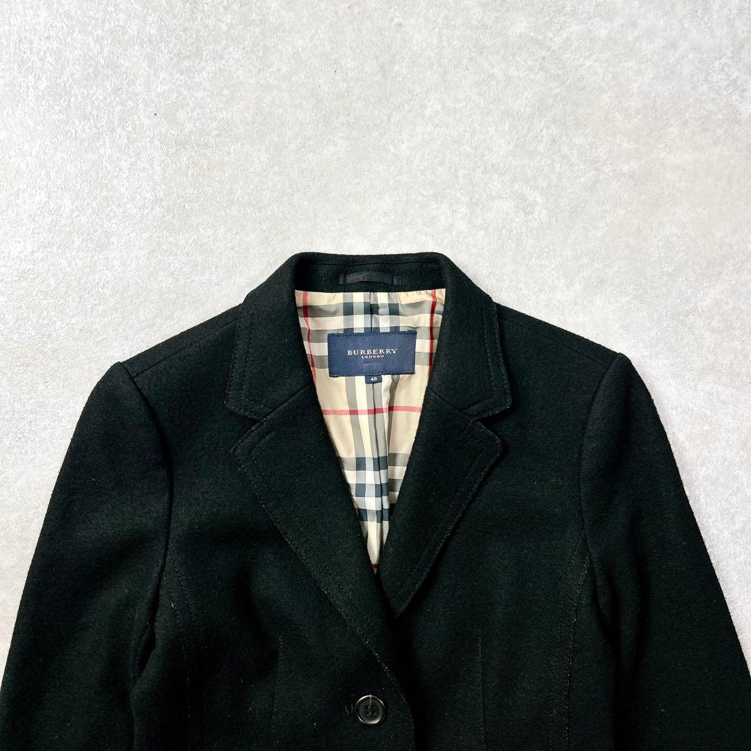 バーバリーロンドン　アンゴラ混　ノバチェックウールジャケット　2つ釦　40 L
