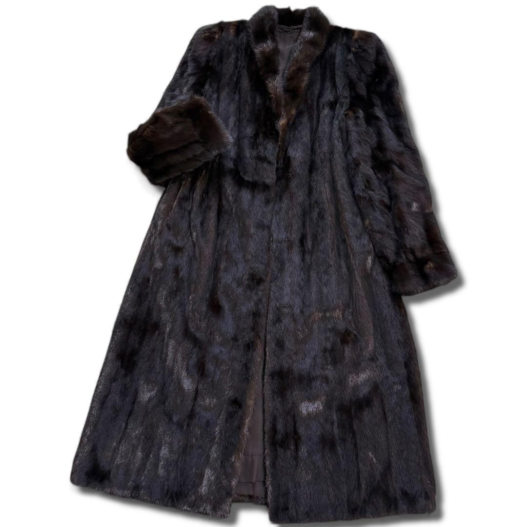 【新品】BLACK GRAMA ミンク ファーコート 毛皮 光沢 艶 着丈112