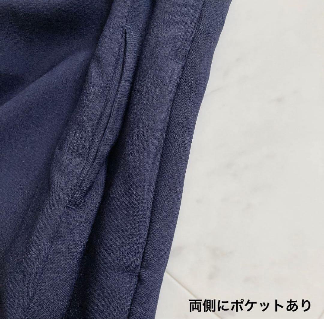 極美品　SHIPS any ダブルクロス　Aラインシャツワンピース　ネイビー