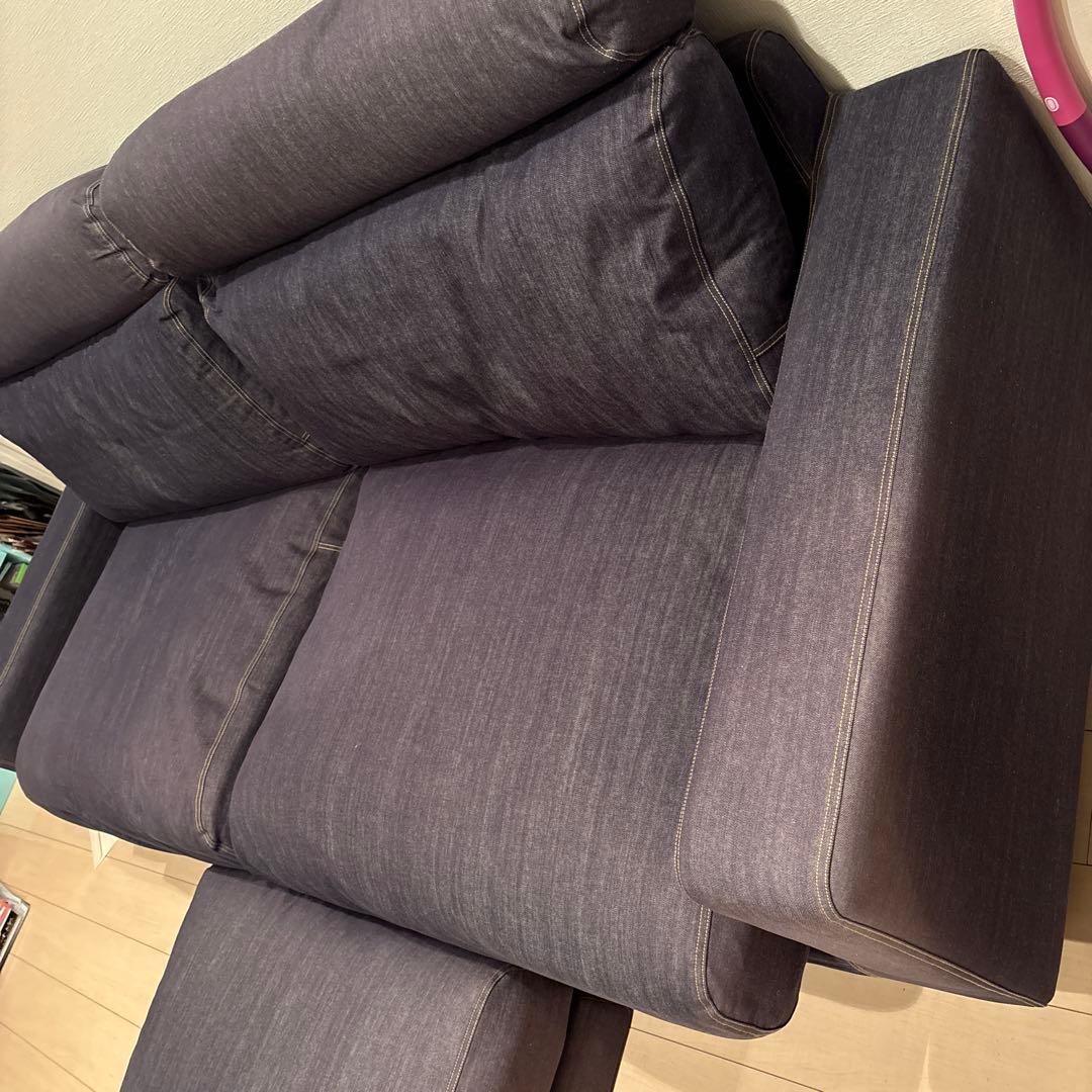 最終日／無印良品ソファ3シーターオットマンヘッドレスト付